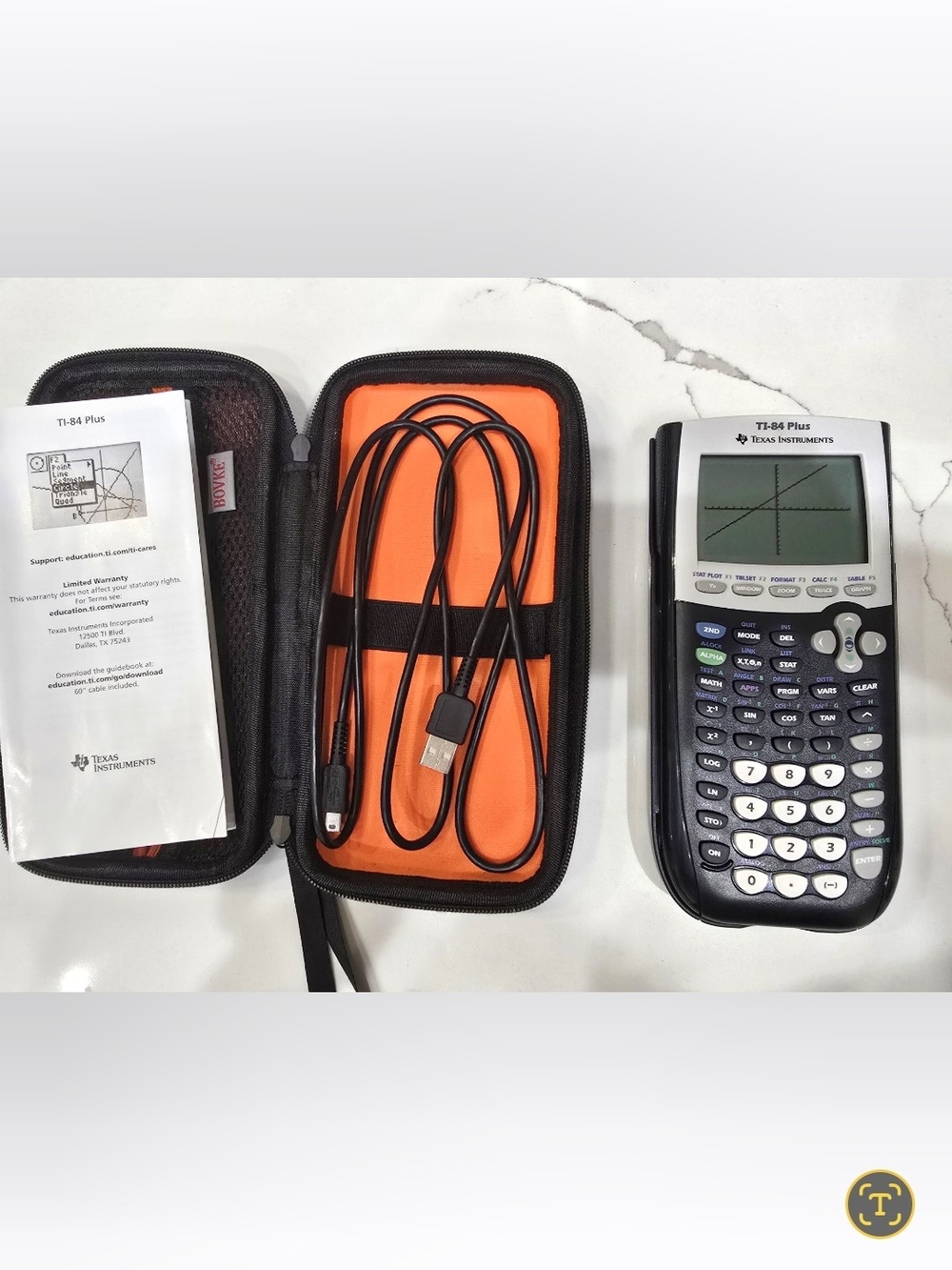 Texas Instruments TI-84 Plus Graphing Calculator Black New/No Box w/ Case+ Cable